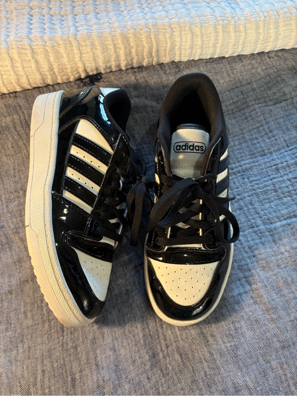 adidas Kids Black and White Low-Top Sneakers with Three Stripes